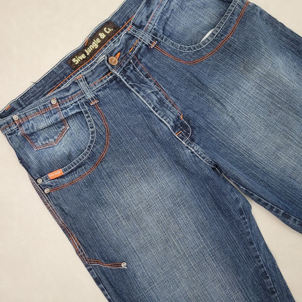 Vintage 5ive Jungle Baggy Hip Hop Denim Blue Jeans Size 38 x 30 Mens Streetwear
